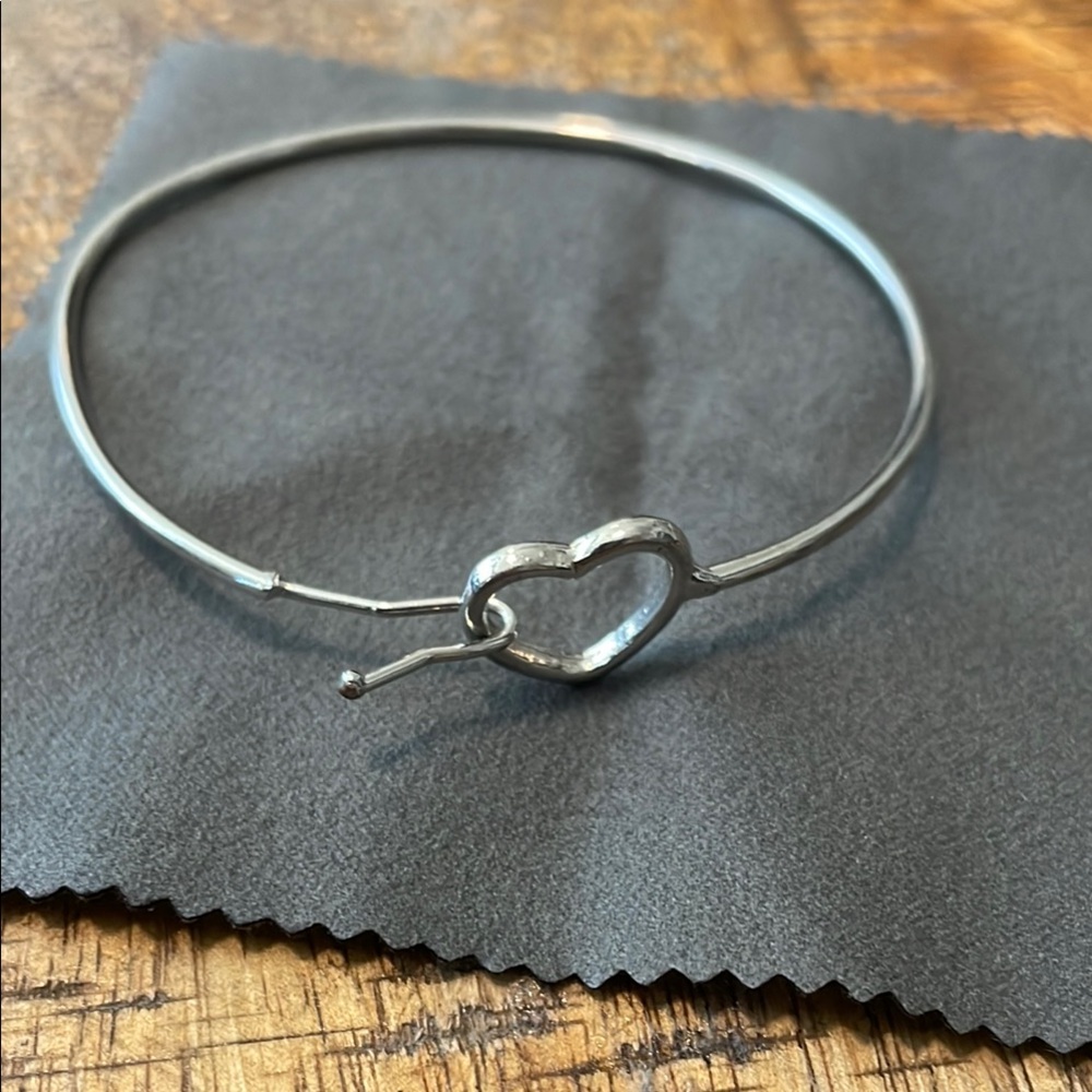 Silver Heart Bangle Bracelet